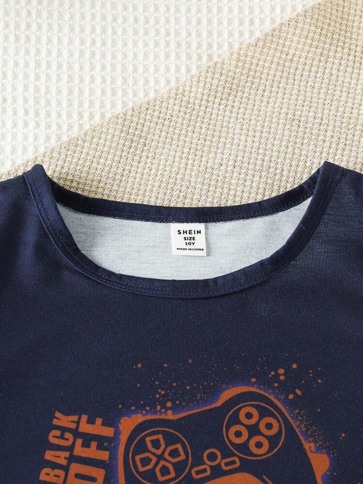 Tween Boys' Casual Short Sleeve T-Shirt And Shorts 2pcs/Set, Home Wear