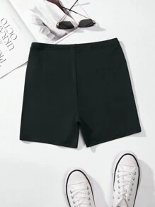 SHEIN Unity Cao eo Quần short Xà cạp - Màu xám đen - Xem 2
