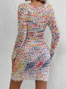 SHEIN LUNE Slim Fit Knitted Dress - Multicolor - View 2