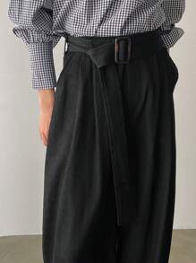 FRIFUL Women's Plain Pleated Flared Pants