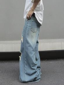 Manfinity EMRG Men's Ripped Jeans With Pockets - Light Wash - View 6
