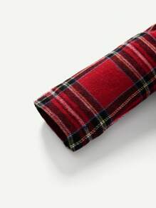 Cozy Pixies 男嬰格子呢圖案前紐扣襯衫連體褲 - 紅色 - 查看 5