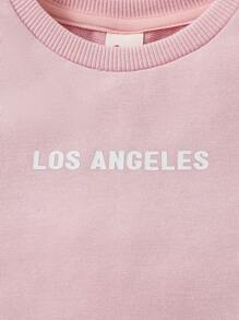 Cozy Pixies Baby Girls' Casual Round Neck Top & Shorts Set With Letter Print Matching Set