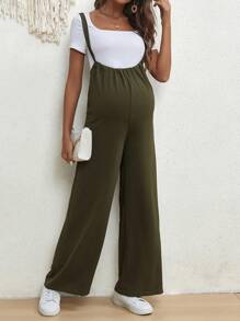 SHEIN Mono De Tirantes Suelto Y Vibrante Con Lazo Para Mujeres Embarazadas, Apto Para Vacaciones - Verde - Ver 4