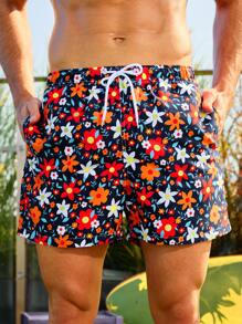 Surfspeed Men's Floral Printed Vacation Beach Shorts