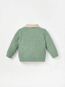 Cozy Pixies 嬰幼兒男童長袖前開衫,具彩色對比色領口和前2合1扣環設計 - 彩色 - 查看 2