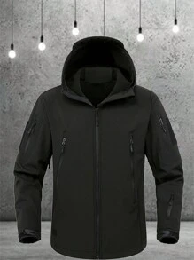 Men Zip Up Hooded Jacket Gym Clothes Men - Black - View 1