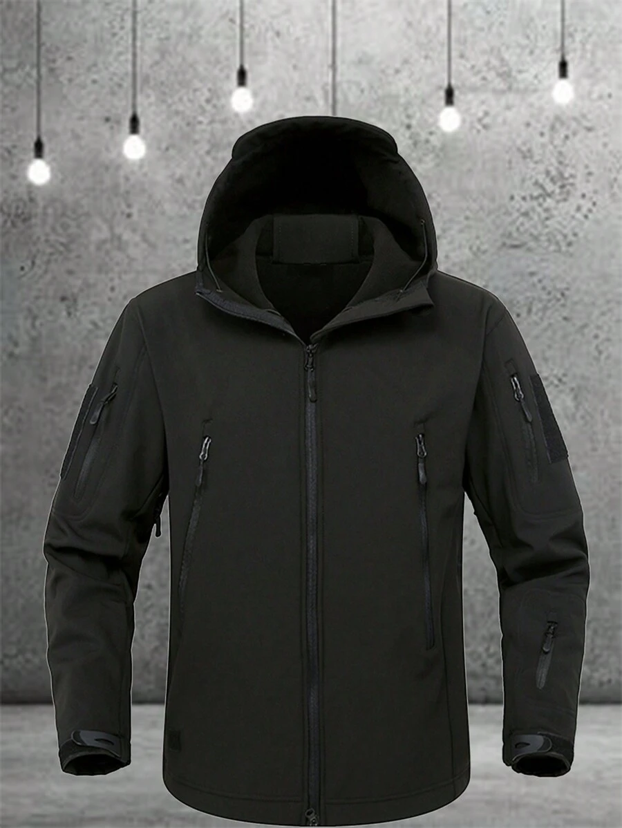 Men Zip Up Hooded Jacket Gym Clothes Men - Black - View 1