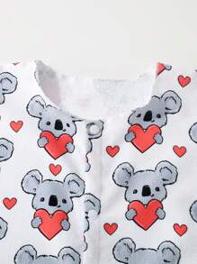 Young Girl's Heart & Koala Printed Round Neck Short Sleeve Cover Up Top - Multicolor - View 4