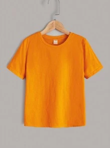 SHEIN Leap Crew Cậu bé Tween 4pcs Áo phông trơn - Nhiều màu - Xem 5