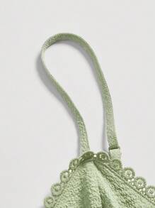 SHEIN MOD Của phụ nữ Màu thuần Ren Vá lại Dây đeo Mì Ý  Đầm - màu xanh lá - Xem 3