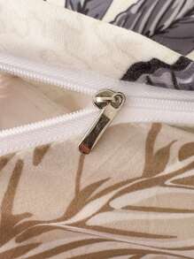 3pcs Leaf Pattern Polyester Printed Duvet Cover And Pillow Case Set - Multicolor - View 7