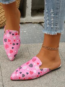 Kích thước lớn ( 35-45 ) Của phụ nữ Đúng mốt Pointed-Toe Mules phẳng Đối với Mùa xuân/Mùa hè , Với Hình trái tim Thiết kế & Đế mềm Đối với Mặc hàng ngày - Nhiều màu - Xem 2
