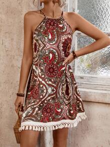 Breezaya Vestido De Cuello Halter Con Estampado De Mandala Para Mujer - Multicolor - Ver 4