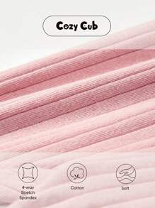 Cozy Pixies Newborn Baby Girl Lettuce Trim Ribbed Knit PJ Set - Baby Pink - View 9