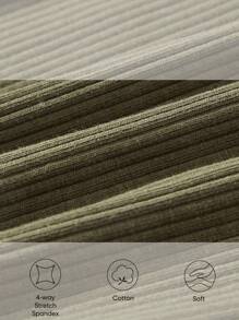 嬰兒男童合身睡衣休閒實色圓領上衣和腹部保護長褲家居套裝共2件 - 軍綠色 - 查看 4