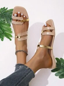 時尚涼鞋適用於女士雙色剪裁設計涼拖