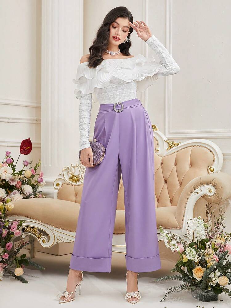 Ladies' Solid Color Off Shoulder Top