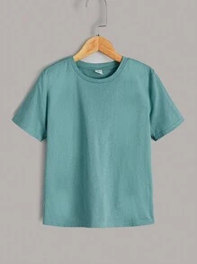 SHEIN Leap Crew Cậu bé Tween 4pcs Áo phông trơn - Nhiều màu - Xem 6