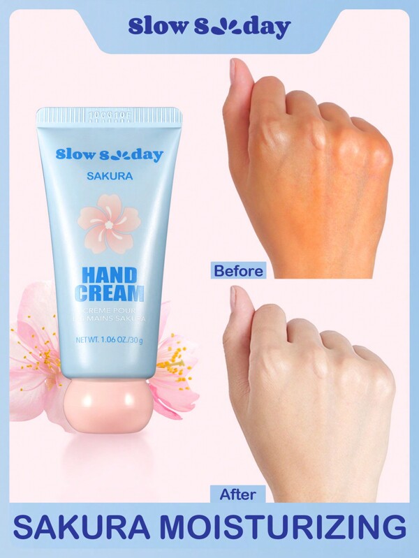 SlowSunday Sakura Crema de maini pentru maini uscate Crema de ingrijire a mainilor pentru maini uscate crăpate Parfum natural de plante hidratantă Loțiune de mână dimensiune de călătorie pentru femei