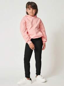 Tween Girls' All-Match Versatile Slim-Fit Cotton Leggings - Black - View 5