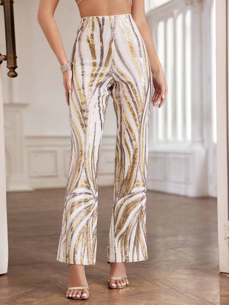 Women's Striped Sequin Pants Fall Cloth For Women