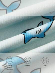 嬰兒男寶寶合身睡衣套裝，短袖海豚圖案T卹和短褲，休閒居家服裝，2件裝