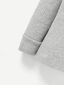 Cozy Pixies 嬰兒男孩貼身睡衣,圓領純色上衣長褲組2件套裝 - 淺灰色 - 查看 5