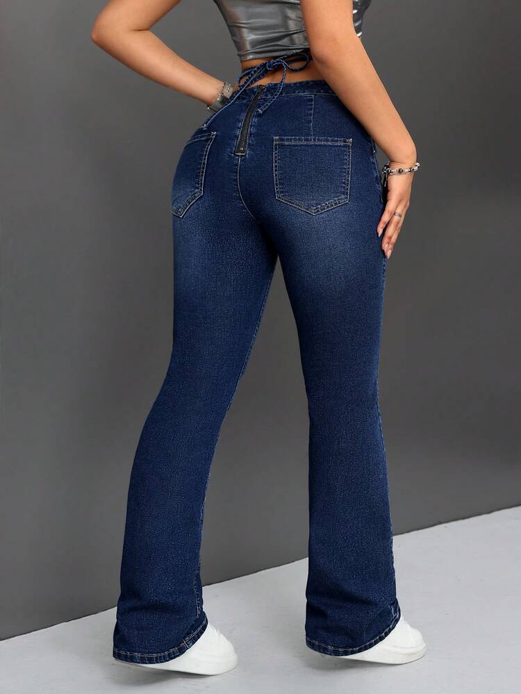 2 In 1 Tight-Fitting Denim Flared Pants