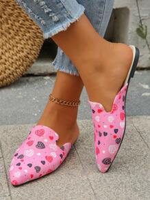 Kích thước lớn ( 35-45 ) Của phụ nữ Đúng mốt Pointed-Toe Mules phẳng Đối với Mùa xuân/Mùa hè , Với Hình trái tim Thiết kế & Đế mềm Đối với Mặc hàng ngày - Nhiều màu - Xem 1