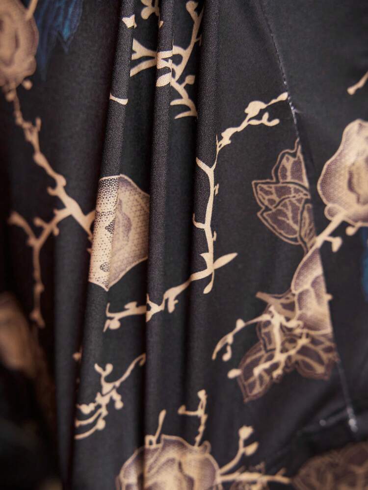 Men's Floral Printed Revamped Collar Short Sleeve Shirt And Shorts Pajama Set