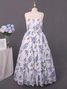 SHEIN Robe de soirée élégante mi-longue pour jeune fille, à bretelles spaghetti sans bretelles, blanche, convient pour les soirées, banquets, anniversaires, représentations et autres occasions