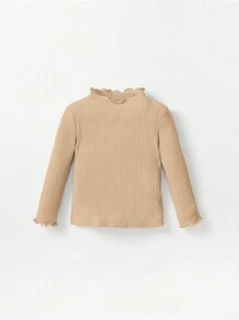 Cozy Pixies Bimba 2 pezzi Maglietta orlo lattuga collo dritto in maglia a coste