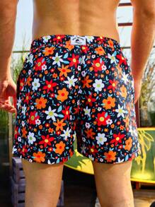 Surfspeed Men's Floral Printed Vacation Beach Shorts