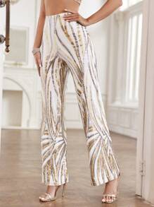 Zolique Women's Striped Sequin Pants Fall Cloth For Women - Multicolor - View 3