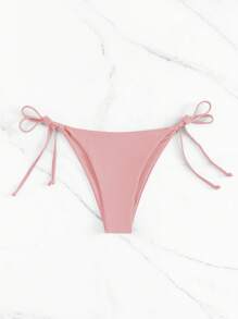 SHEIN Swim 系带侧边比基尼泳裤，适合夏日海滩度假 - 淺粉色 - 查看 3