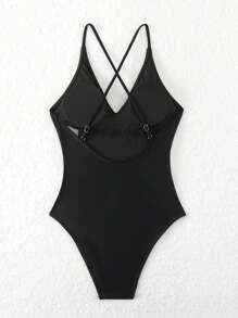 Swim Basics Summer Beach Ladies' Back-Crossing Adjustable Strap One Piece Swimsuit Carnival