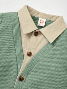 Cozy Pixies 嬰幼兒男童長袖前開衫,具彩色對比色領口和前2合1扣環設計 - 彩色 - 查看 9