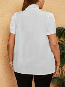 Calvaya Trắng Cà vạt Ống tay áo Kích thước lớn Áo sơ mi - trắng - Xem 2