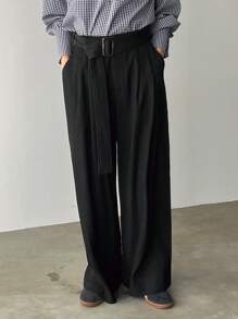 FRIFUL Women's Plain Pleated Flared Pants