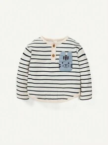 Cozy Pixies Baby Boy Striped Pocket Patched Tee & Pants