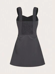 SHEIN Qutie Vestido De Línea A Sin Mangas Con Volantes Y Tirantes Anchos - Gris - Ver 2