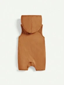 Cozy Pixies Baby Boy's Solid Color Half Button Hooded Sleeveless Romper Two-Piece Set - Multicolor - View 5