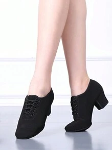 黑色軟底爵士舞和拉丁舞鞋適用於各種舞蹈風格 - 黑色 - 查看 1