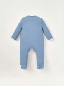 Cozy Pixies 男婴童素色拉鏈開襟連體睡衣&3D耳朵設計帽