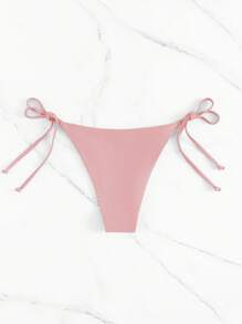 SHEIN Swim 系带侧边比基尼泳裤，适合夏日海滩度假 - 淺粉色 - 查看 2