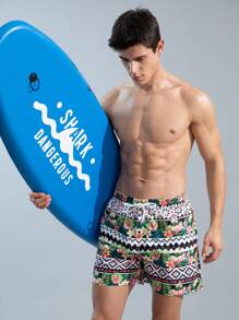 Surfspeed Men's Tropical Print Beach Shorts - Multicolor - View 7