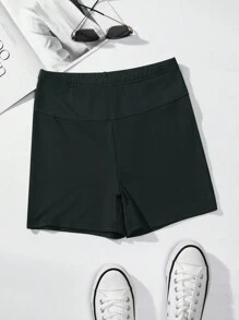 SHEIN Unity Cao eo Quần short Xà cạp - Màu xám đen - Xem 1