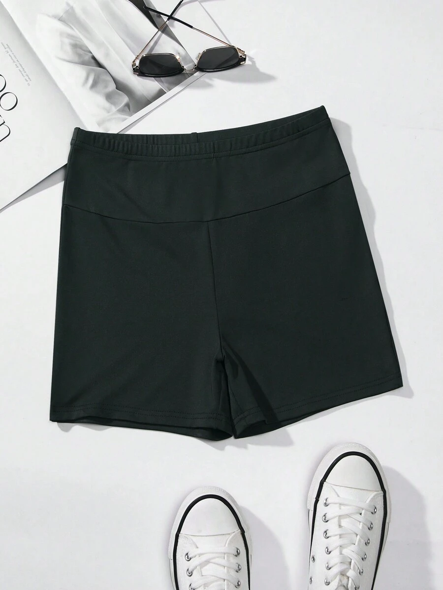 SHEIN Unity Cao eo Quần short Xà cạp - Màu xám đen - Xem 1