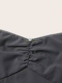 SHEIN Qutie Vestido De Línea A Sin Mangas Con Volantes Y Tirantes Anchos - Gris - Ver 3